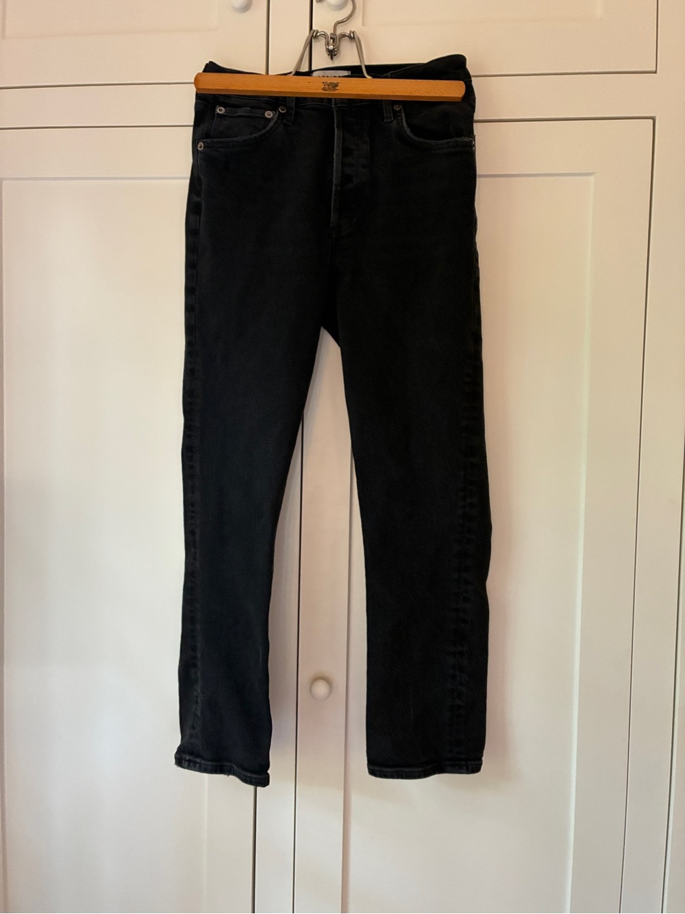 Agolde black button fly Riley jeans